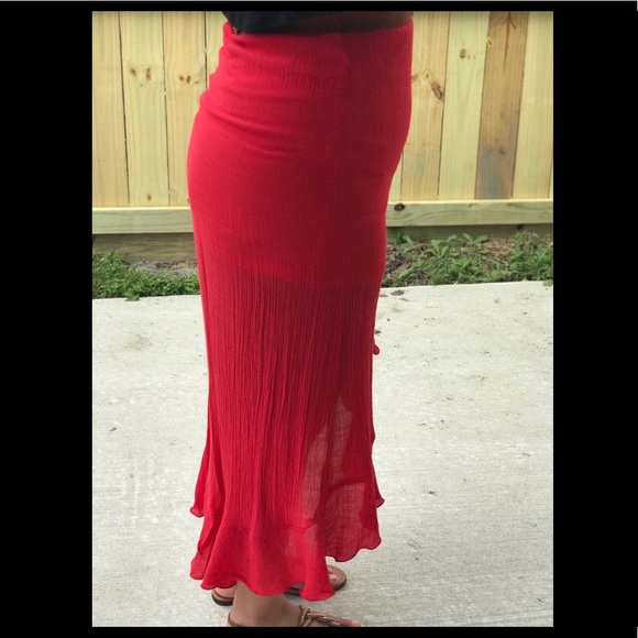 Red Ruffle Skirt - Picture 2 of 2